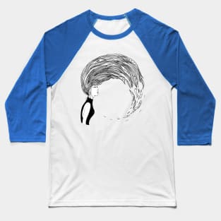 woman splashing and throwing back long wet hair cute creatures doodle design by shoosh Baseball T-Shirt